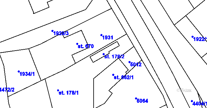 Parcela st. 178/2 v KÚ Ostravice 1, Katastrální mapa