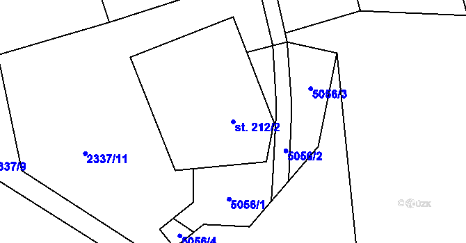 Parcela st. 212/2 v KÚ Ostravice 1, Katastrální mapa