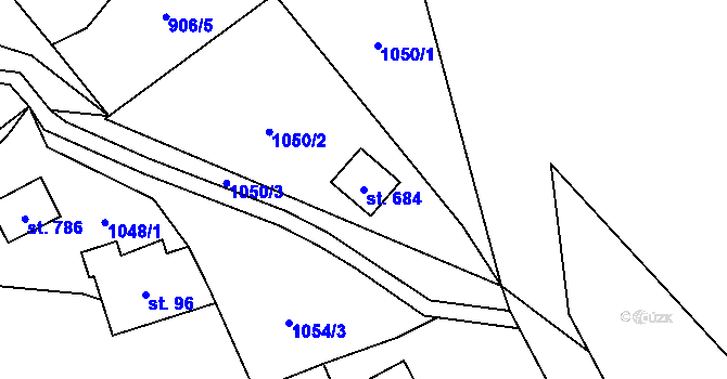 Parcela st. 684 v KÚ Ostravice 1, Katastrální mapa