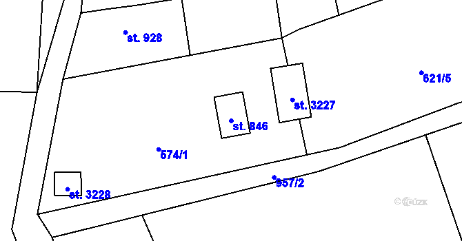 Parcela st. 846 v KÚ Ostravice 1, Katastrální mapa