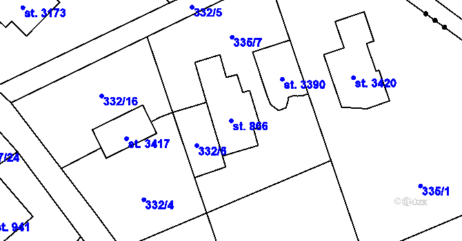 Parcela st. 866 v KÚ Ostravice 1, Katastrální mapa