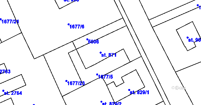 Parcela st. 871 v KÚ Ostravice 1, Katastrální mapa