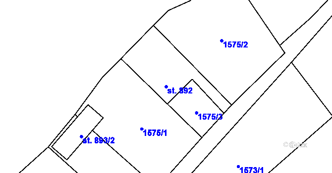 Parcela st. 892 v KÚ Ostravice 1, Katastrální mapa
