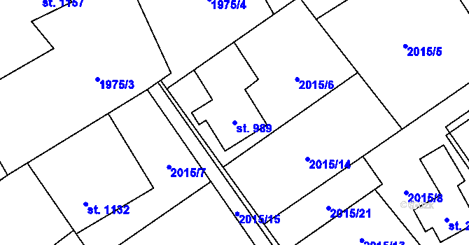 Parcela st. 989 v KÚ Ostravice 1, Katastrální mapa
