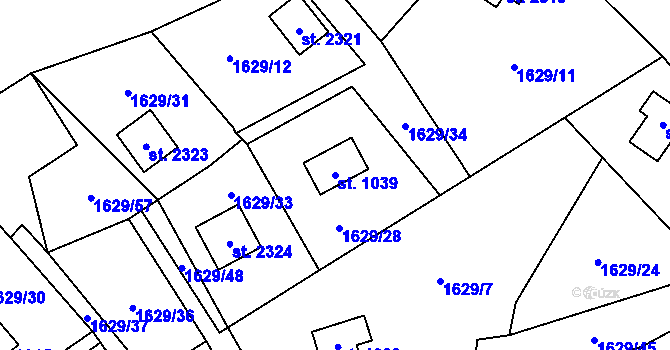 Parcela st. 1039 v KÚ Ostravice 1, Katastrální mapa