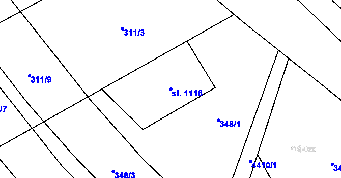 Parcela st. 1116 v KÚ Ostravice 1, Katastrální mapa