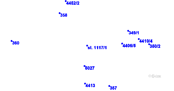 Parcela st. 1117/1 v KÚ Ostravice 1, Katastrální mapa