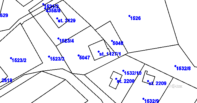 Parcela st. 1127/1 v KÚ Ostravice 1, Katastrální mapa