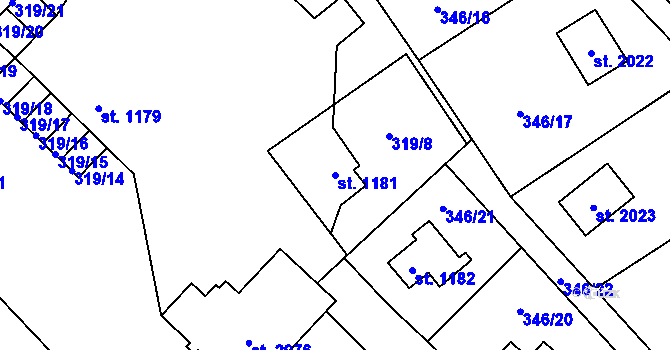 Parcela st. 1181 v KÚ Ostravice 1, Katastrální mapa