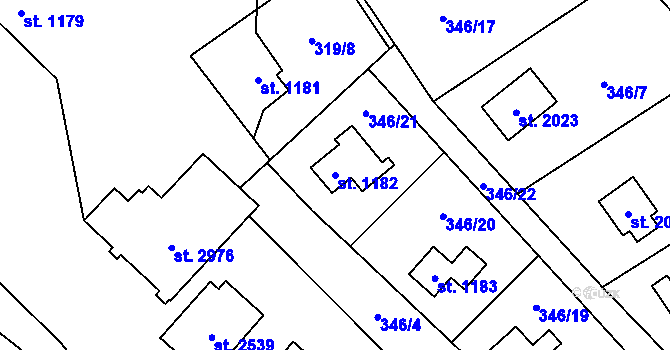 Parcela st. 1182 v KÚ Ostravice 1, Katastrální mapa