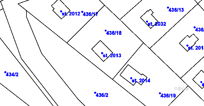 Parcela st. 2013 v KÚ Ostravice 1, Katastrální mapa