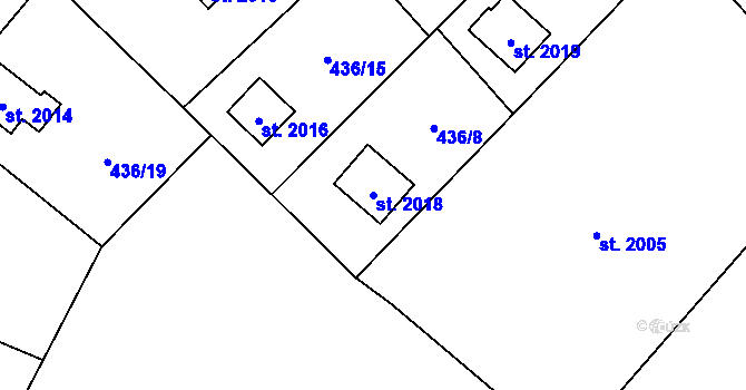 Parcela st. 2018 v KÚ Ostravice 1, Katastrální mapa
