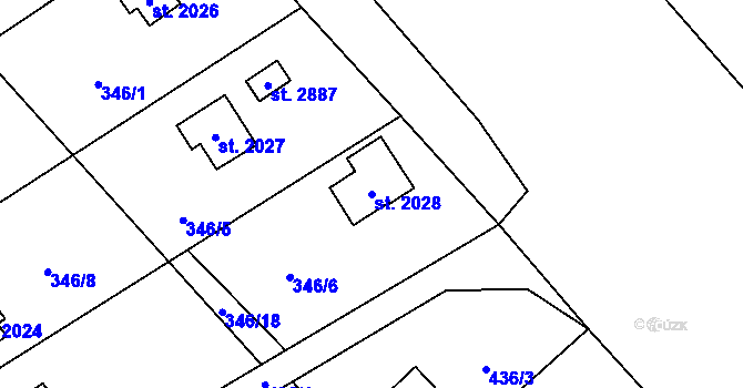 Parcela st. 2028 v KÚ Ostravice 1, Katastrální mapa