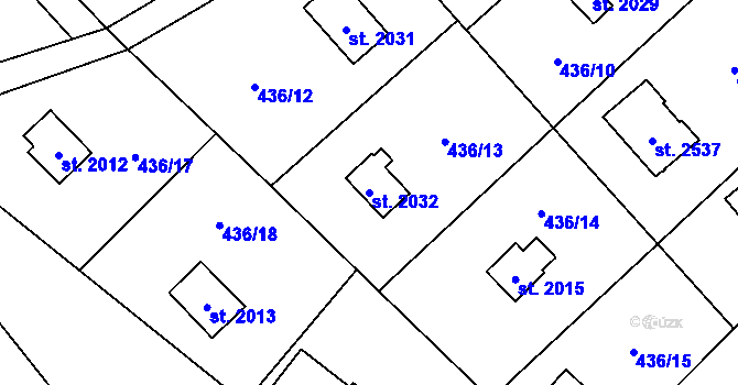 Parcela st. 2032 v KÚ Ostravice 1, Katastrální mapa