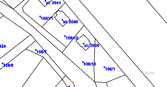 Parcela st. 2039 v KÚ Ostravice 1, Katastrální mapa