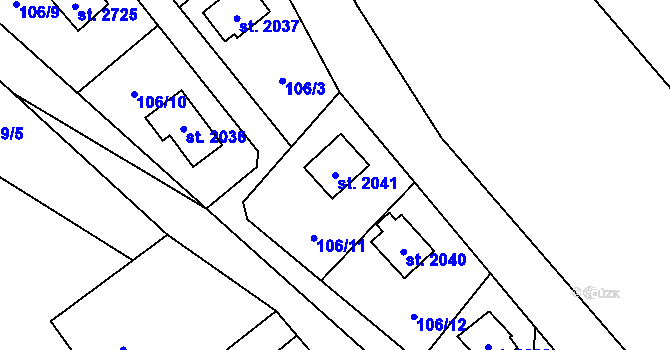 Parcela st. 2041 v KÚ Ostravice 1, Katastrální mapa