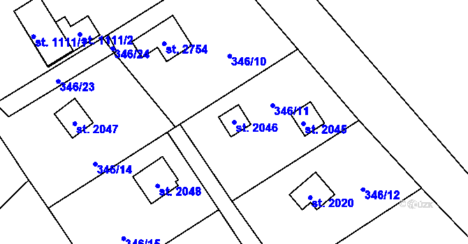 Parcela st. 2046 v KÚ Ostravice 1, Katastrální mapa