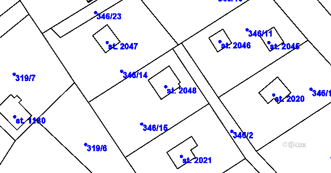 Parcela st. 2048 v KÚ Ostravice 1, Katastrální mapa