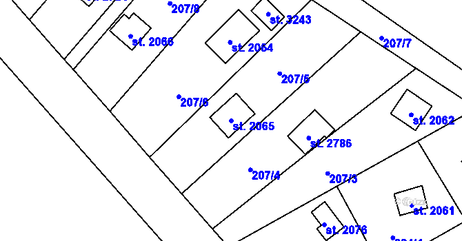 Parcela st. 2065 v KÚ Ostravice 1, Katastrální mapa