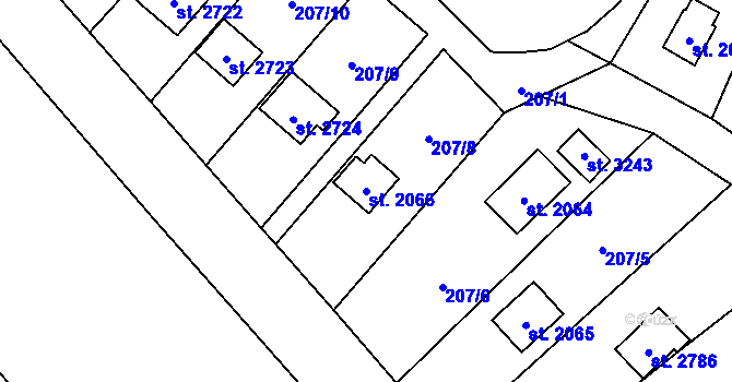 Parcela st. 2066 v KÚ Ostravice 1, Katastrální mapa