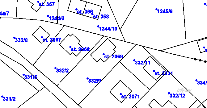 Parcela st. 2069 v KÚ Ostravice 1, Katastrální mapa