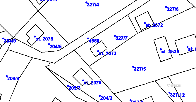 Parcela st. 2073 v KÚ Ostravice 1, Katastrální mapa