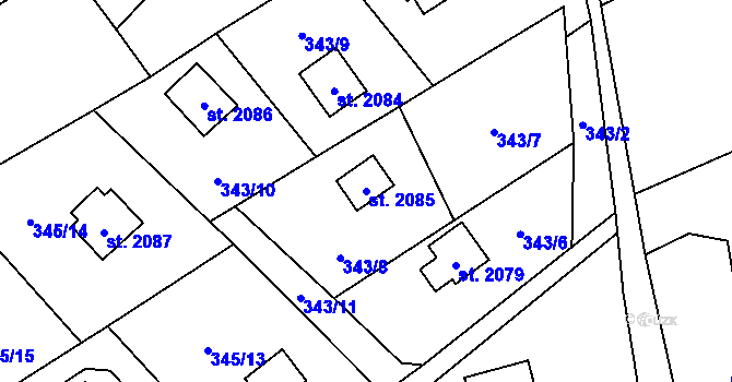 Parcela st. 2085 v KÚ Ostravice 1, Katastrální mapa