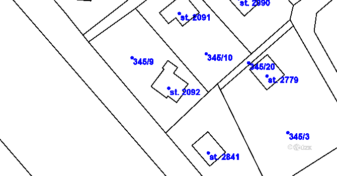 Parcela st. 2092 v KÚ Ostravice 1, Katastrální mapa