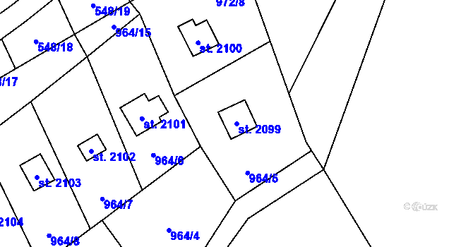 Parcela st. 2099 v KÚ Ostravice 1, Katastrální mapa