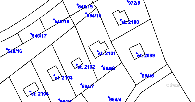 Parcela st. 2101 v KÚ Ostravice 1, Katastrální mapa