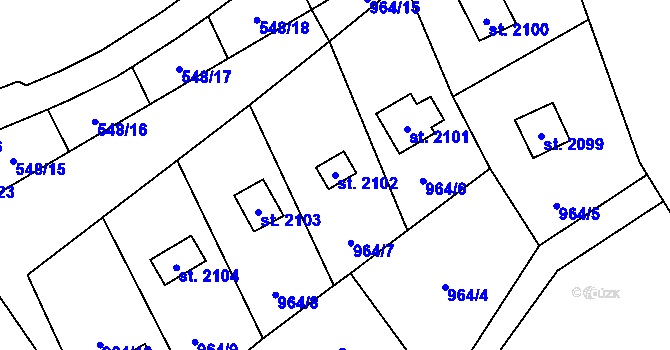 Parcela st. 2102 v KÚ Ostravice 1, Katastrální mapa