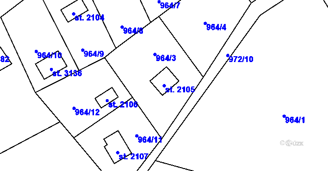 Parcela st. 2105 v KÚ Ostravice 1, Katastrální mapa