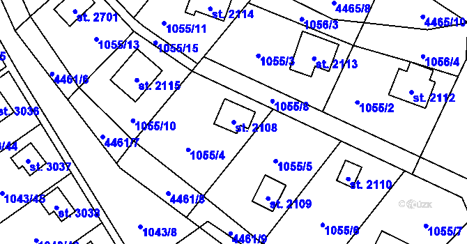 Parcela st. 2108 v KÚ Ostravice 1, Katastrální mapa
