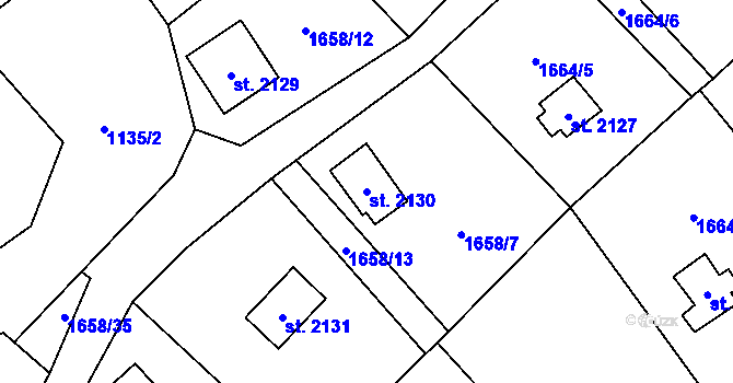 Parcela st. 2130 v KÚ Ostravice 1, Katastrální mapa