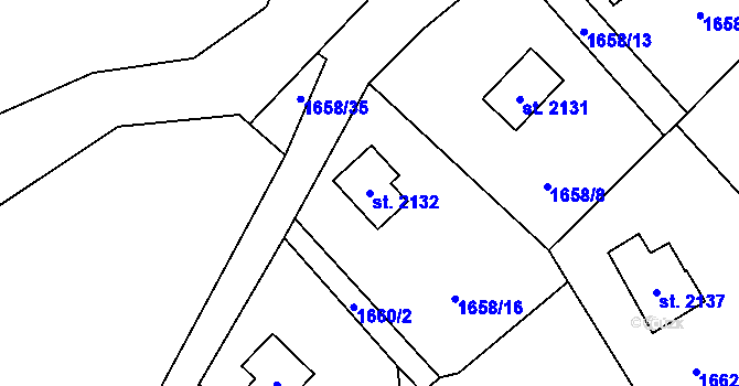 Parcela st. 2132 v KÚ Ostravice 1, Katastrální mapa