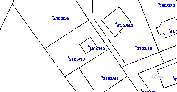 Parcela st. 2145 v KÚ Ostravice 1, Katastrální mapa