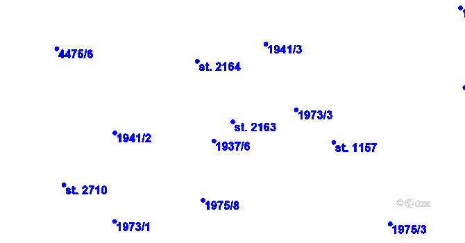 Parcela st. 2163 v KÚ Ostravice 1, Katastrální mapa