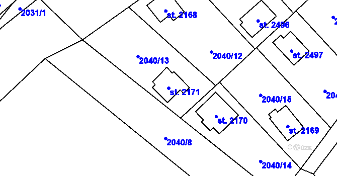 Parcela st. 2171 v KÚ Ostravice 1, Katastrální mapa