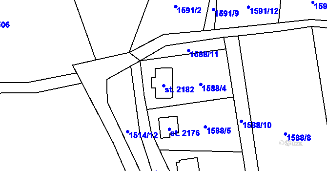 Parcela st. 2182 v KÚ Ostravice 1, Katastrální mapa