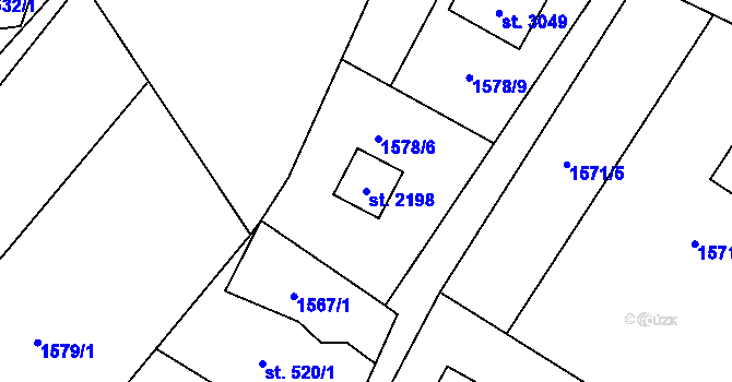 Parcela st. 2198 v KÚ Ostravice 1, Katastrální mapa