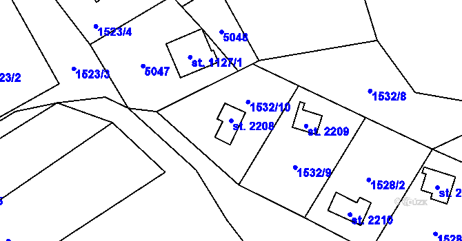 Parcela st. 2208 v KÚ Ostravice 1, Katastrální mapa