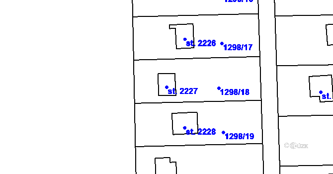 Parcela st. 2227 v KÚ Ostravice 1, Katastrální mapa