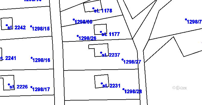 Parcela st. 2237 v KÚ Ostravice 1, Katastrální mapa