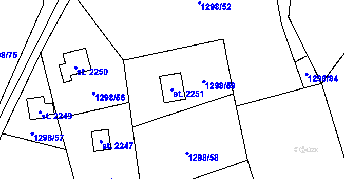 Parcela st. 2251 v KÚ Ostravice 1, Katastrální mapa