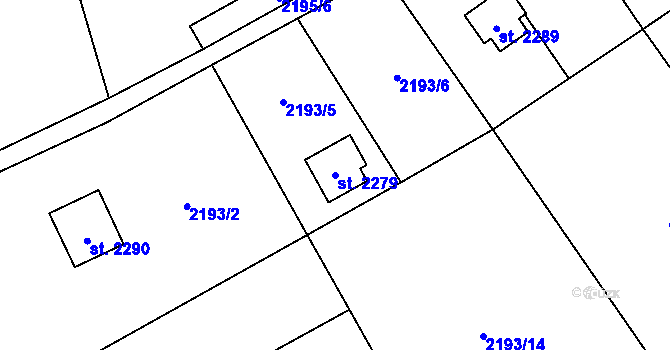 Parcela st. 2279 v KÚ Ostravice 1, Katastrální mapa
