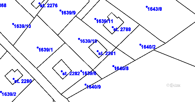 Parcela st. 2281 v KÚ Ostravice 1, Katastrální mapa