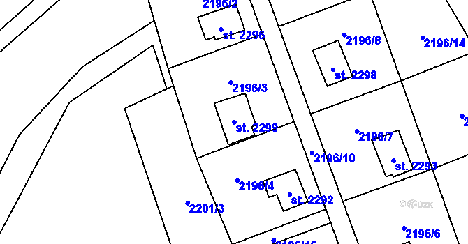 Parcela st. 2299 v KÚ Ostravice 1, Katastrální mapa