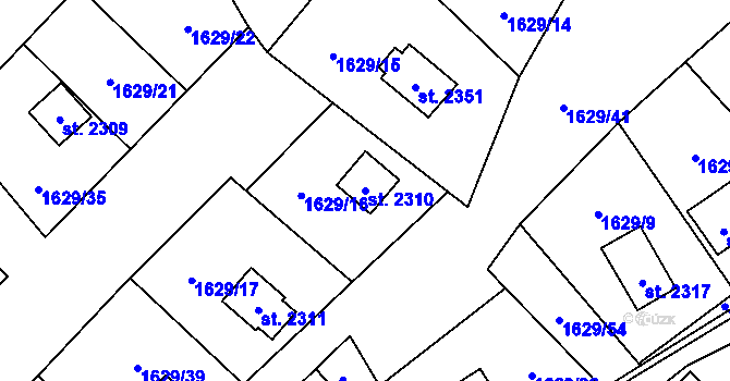 Parcela st. 2310 v KÚ Ostravice 1, Katastrální mapa