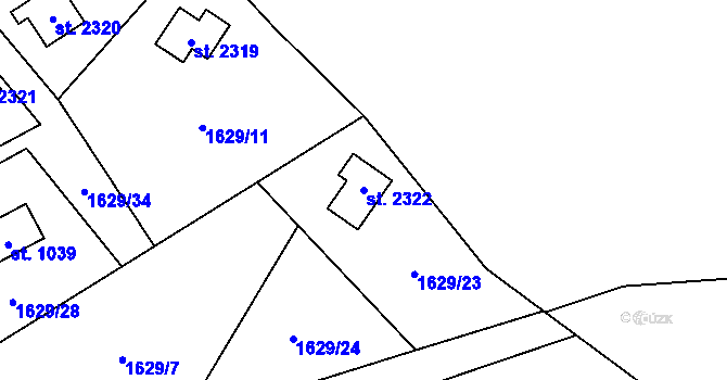 Parcela st. 2322 v KÚ Ostravice 1, Katastrální mapa