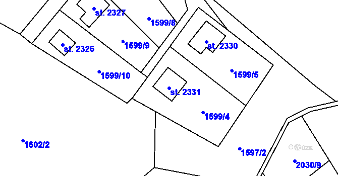 Parcela st. 2331 v KÚ Ostravice 1, Katastrální mapa
